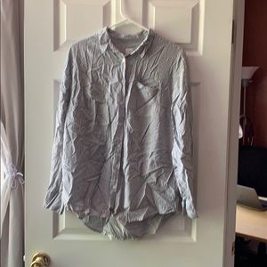 Grey and White striped Button-up